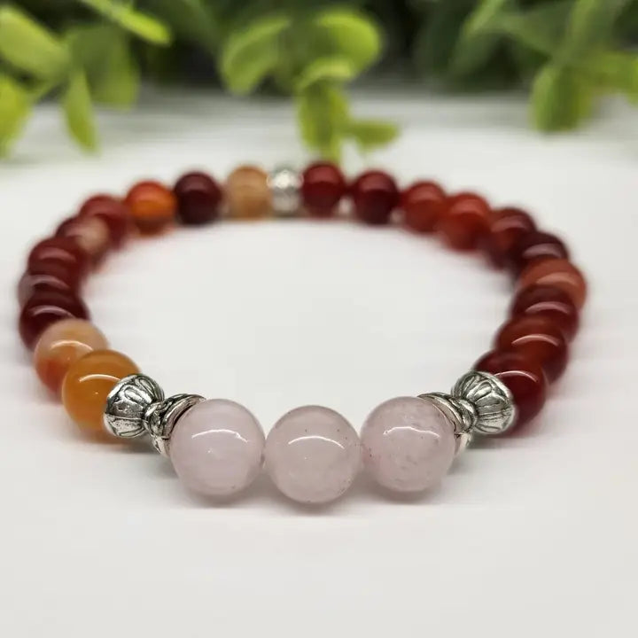 SELF LOVE Gemstone Bracelet — Rose Quartz & Banded Carnelian