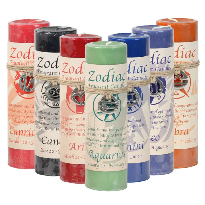 Zodiac Pewter Pendant Candle – Astrology Ritual Candle with Necklace
