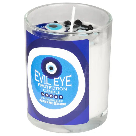 Evil Eye Protection Candle – Glass Jar with Crystal Amulet