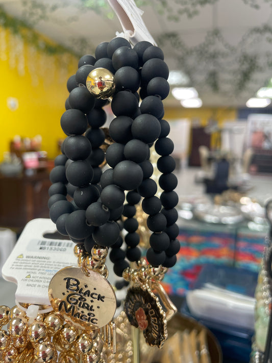 Matte Black Black Girl Magic Bracelet