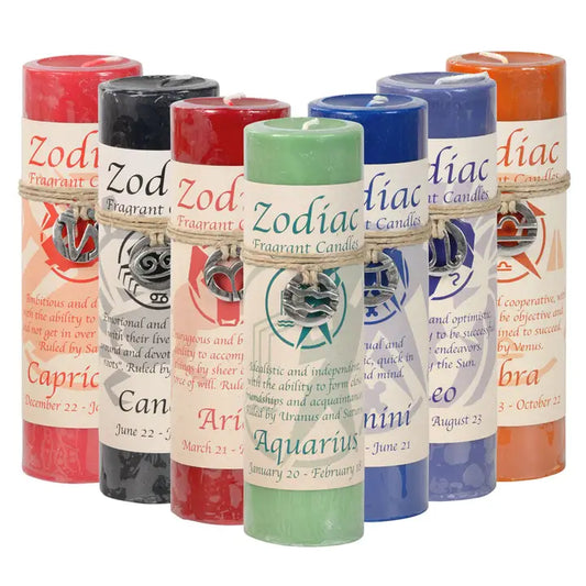 Zodiac Pewter Pendant Candle – Astrology Ritual Candle with Necklace