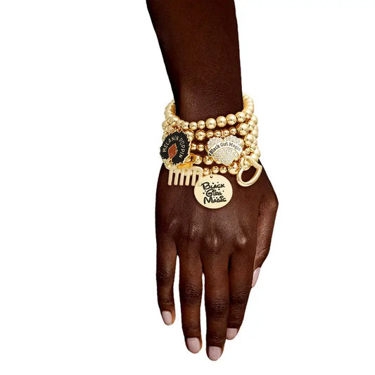 Black Girl Magic Charm Bracelet – Gold Ball Bead