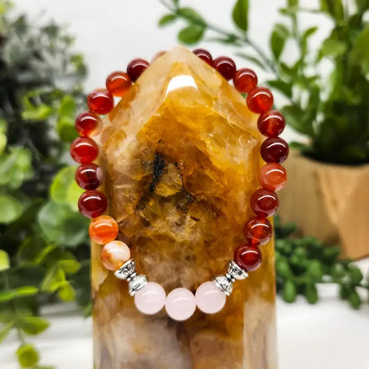 SELF LOVE Gemstone Bracelet — Rose Quartz & Banded Carnelian
