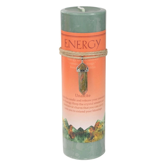 Crystal Energy Pendant Candle – Spiritual Intention Candle with Crystal Necklace