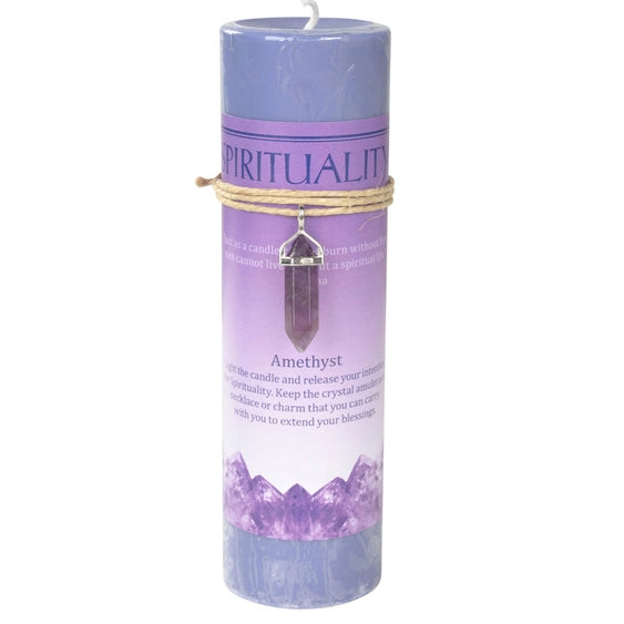 Crystal Energy Pendant Candle – Spiritual Intention Candle with Crystal Necklace